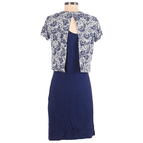 🌺 Boutique C Floral Drape Overlay Short Sleeve Shirt Dress Size S - Picture 3 of 9